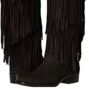 Sam Edelman Women's Pendra Slouch Fringe Boots - Black, 10, EUC